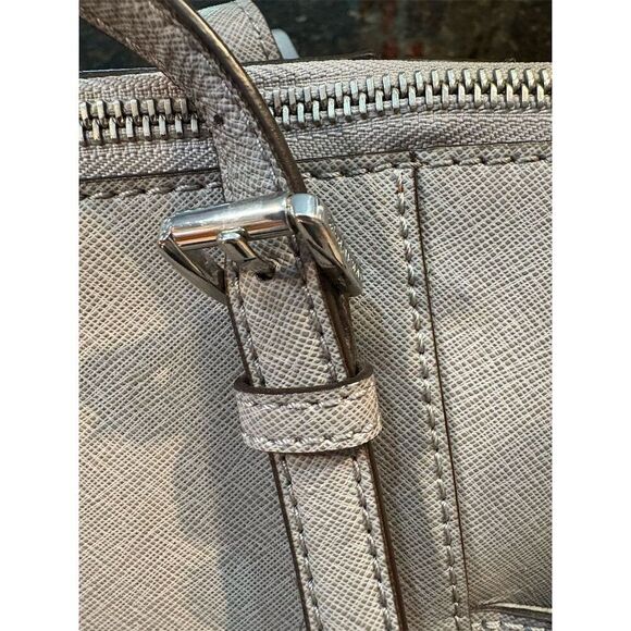 Michael Kors Women's Gray Leather Shoulder Bag Dual Handles - Picture 8 of 12